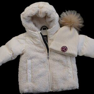 Ellabee 24m white sherpa coat with matching hat